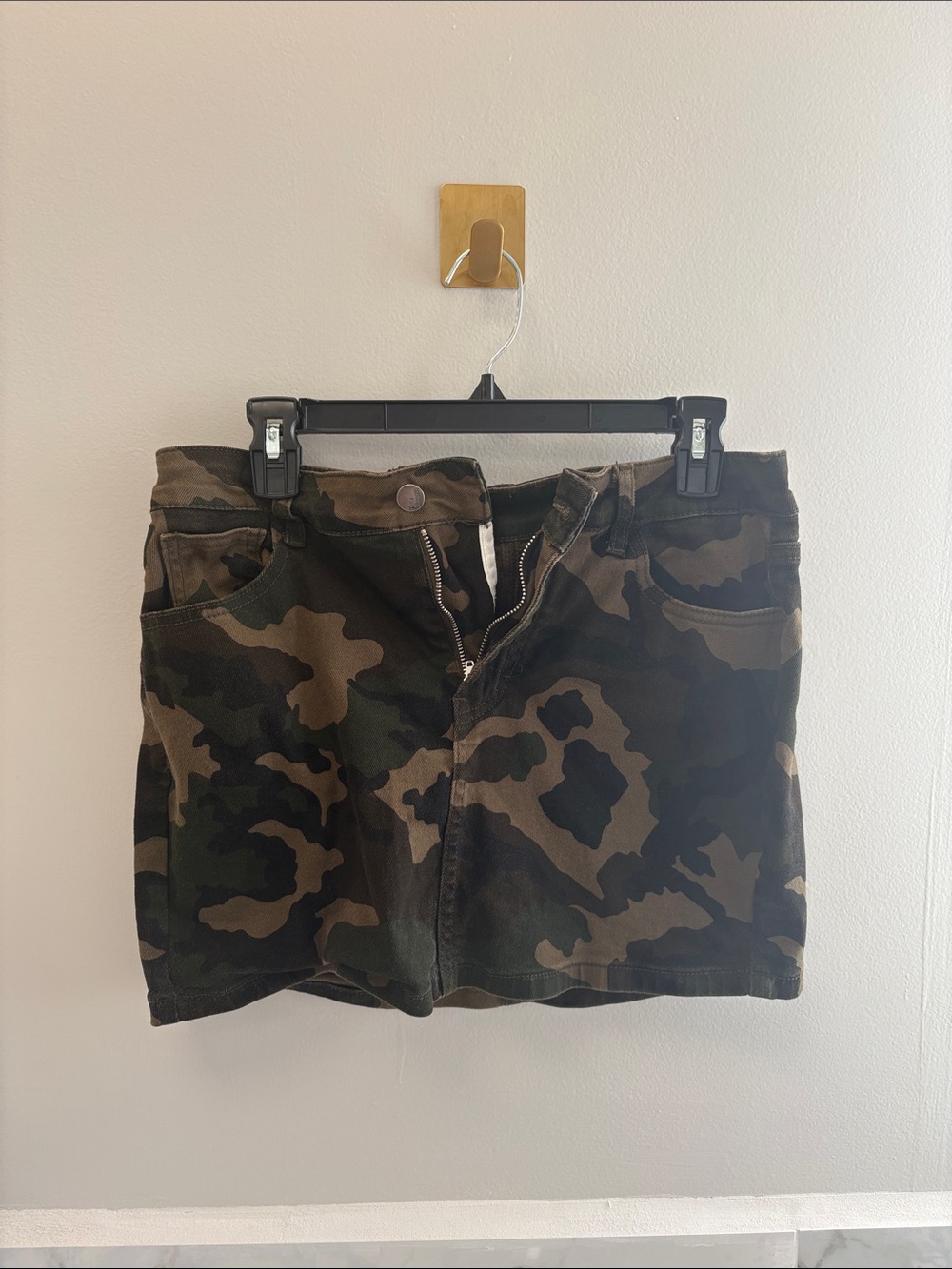 Women's Camo Denim mini skirt - Olive Green